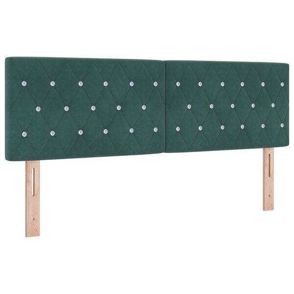 vidaXL Tête de lit capitonnée en velours vert foncé avec boutons en cristal  160 cm