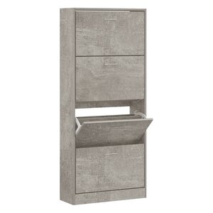 vidaXL Armoire à chaussures Gris béton 63x24x147 cm Bois d'ingénierie