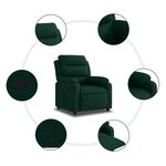 vidaXL Fauteuil inclinable vert foncé velours