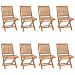 vidaXL Chaises pliables de jardin avec coussins lot de 8 Teck solide