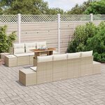 vidaXL Ensemble de canapé de jardin 8 Pièces Beige Poly rotin