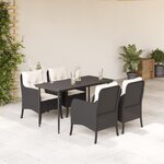 vidaXL Ensemble à manger de jardin coussins 5Pièces Noir Résine tressée