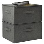 vidaXL Boîtes de rangement 2 Pièces Tissu 43x34x23 cm Anthracite