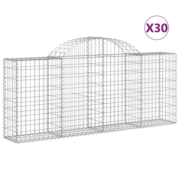 vidaXL Paniers à gabions arqués 30 Pièces 200x30x80/100 cm Fer galvanisé