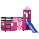 vidaXL Lit mezzanine enfants avec tour sans matelas rose 90x190 cm