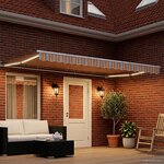vidaXL Cadre de store manuel avec LEDs Bleu  Orange  Blanc 4 5 × 3 5 m