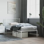 vidaXL Cadre de lit métal sans matelas avec tête de lit blanc 90x190cm