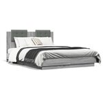 vidaXL Cadre de lit avec LED sans matelas sonoma gris 135x190 cm