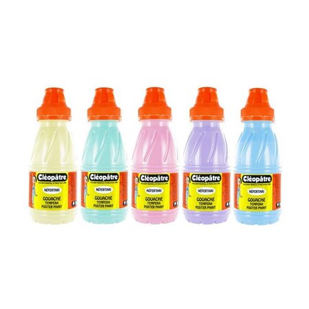 Lot de 5 flacons Gouache Néfertari 250 ml, Blé, Amande, Pêche, Lavande et Azur CLÉOPÂTRE