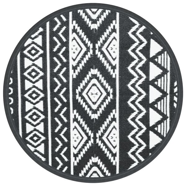 vidaXL Tapis d'extérieur noir Ø120 cm PP