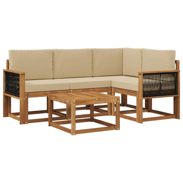 vidaXL Ensemble de canapés d'extérieur 5 pc Naturel et Beige Polyester