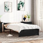 vidaXL Cadre de lit Noir Bois massif 75x190 cm Petit simple