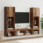 vidaXL Unités murales TV avec LED 5 Pièces Bois ancien Bois d'ingénierie