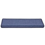 vidaXL Tapis d'escalier 30 pièces 65 x 21 x 4 cm Bleu Bord rectangulaire