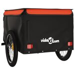 vidaXL Remorque de vélo noir et orange 45 kg fer