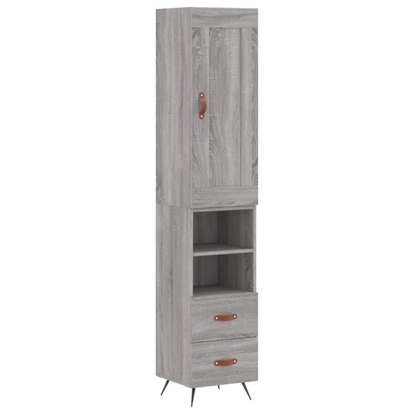 vidaXL Buffet haut Sonoma gris 34 5x34x180 cm Bois d'ingénierie
