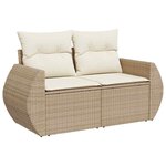 vidaXL Ensemble de canapé de jardin 10 Pièces Beige et crème Poly Rattan