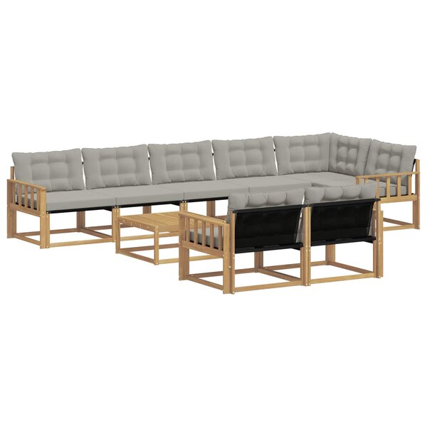 vidaXL Ensemble de canapés d'extérieur 9 pc Blanc et gris clair