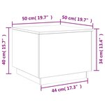 vidaXL Table basse avec lumières LED noir 50x50x40 cm