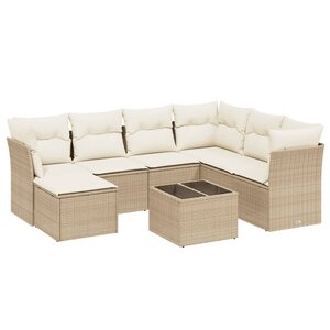 vidaXL Salon de jardin avec coussins 8 Pièces beige résine tressée