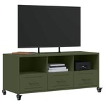 vidaXL Meuble TV vert olive 100 5x39x43 5 cm acier