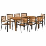 vidaXL Ensemble de salle à manger pour jardin 9 Pièces Noir