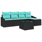 vidaXL Ensemble de Canapés avec coussin 6 Pièces Noir polyrotin