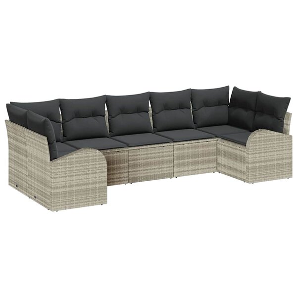 vidaXL Ensemble de canapé de jardin 7 Pièces Gris clair Poly rotin