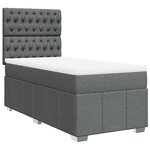vidaXL Sommier à lattes de lit avec matelas Gris foncé 90x200 cm Tissu