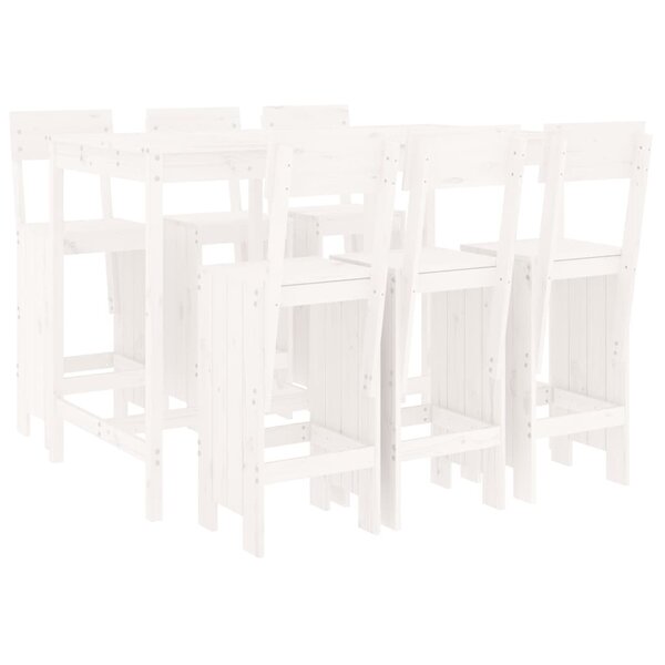 vidaXL Ensemble de bar de jardin 7 Pièces blanc bois de pin massif