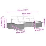 vidaXL Ensemble de canapé jardin 6 pièces avec coussins Beige Rattan Poly Acacia