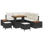 vidaXL Ensemble de canapé de jardin avec coussin 8 Pièces Noir et Crème