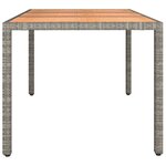 vidaXL Table de jardin et dessus en bois Gris Résine tressée et acacia