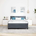 Lit à ressort vidaXL avec matelas et LED Gris foncé 160x200 cm Velours