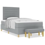 vidaXL Lit à ressorts avec matelas et banc Gris clair 120x200 cm Tissu