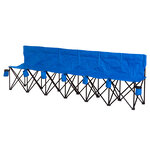 Banc de jardin pliable banc de camping pliant portable 6 places dim. 2 65l x 0 48l x 0 80h m métal époxy oxford bleu