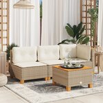 vidaXL Table de jardin beige 55x55x36 cm résine tressée et bois acacia