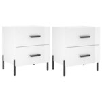vidaXL Tables de chevet 2 Pièces blanc brillant 40x35x47 5 cm