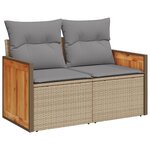 vidaXL Salon de jardin avec coussins 7 Pièces beige résine tressée