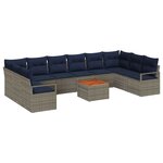vidaXL Ensemble de canapé de jardin 11 Pièces Gris Poly rotin