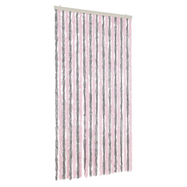 vidaXL Rideau anti-mouches gris argenté et rose 100x230 cm chenille