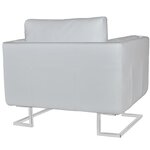 vidaXL Fauteuil cube avec pieds chromés Blanc Similicuir