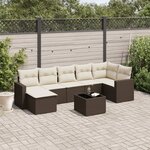 vidaXL Salon de jardin 8 Pièces avec coussins marron résine tressée