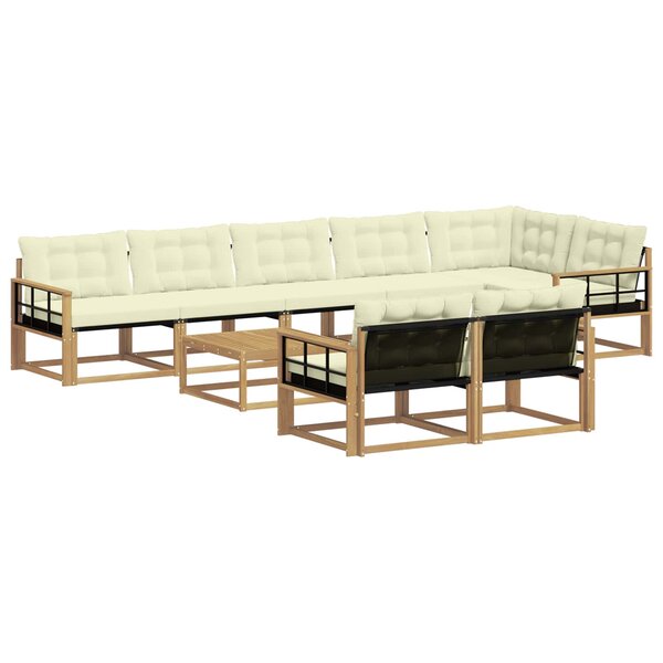 vidaXL Ensemble de canapés d'extérieur 9 Pièces Blanc et crème