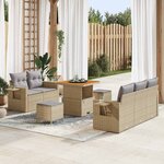 vidaXL Ensemble de canapé de jardin 8 Pièces Beige polyrotin