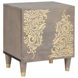 vidaXL Cabinet de chevet Gris 40 x 33 x 46 cm bois de manguier massif