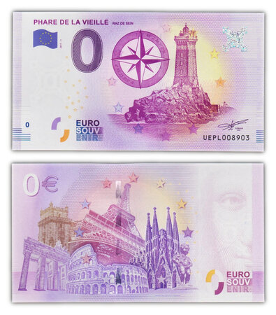 Billet de collection 0 euro souvenir 2017 phare de la vieille - france - neuf - numéro de série aléatoire