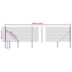 vidaXL Clôture en treillis métallique et ancrage anthracite 1x25 m