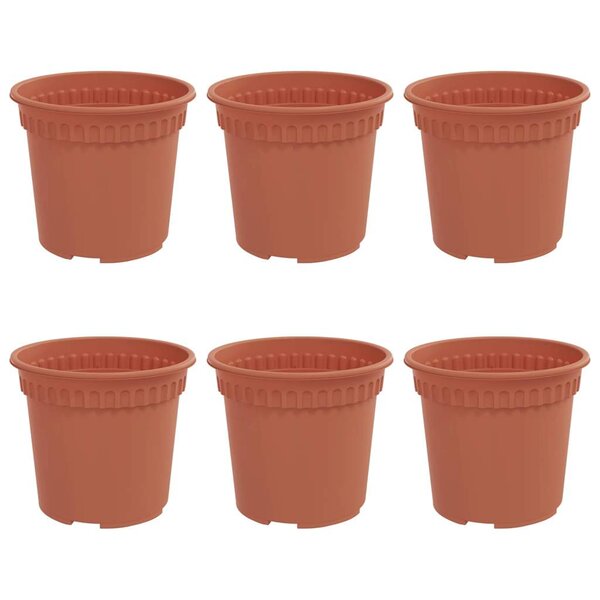 vidaXL Pot à fleurs rond 6 Pièces Rouge brique Ø 15 x 12 cm Plastique