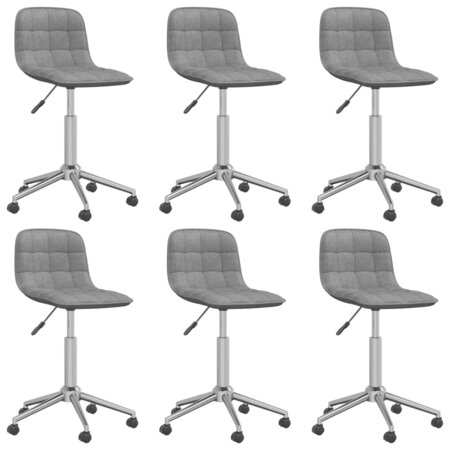 vidaXL Chaises pivotantes à manger lot de 6 gris clair tissu